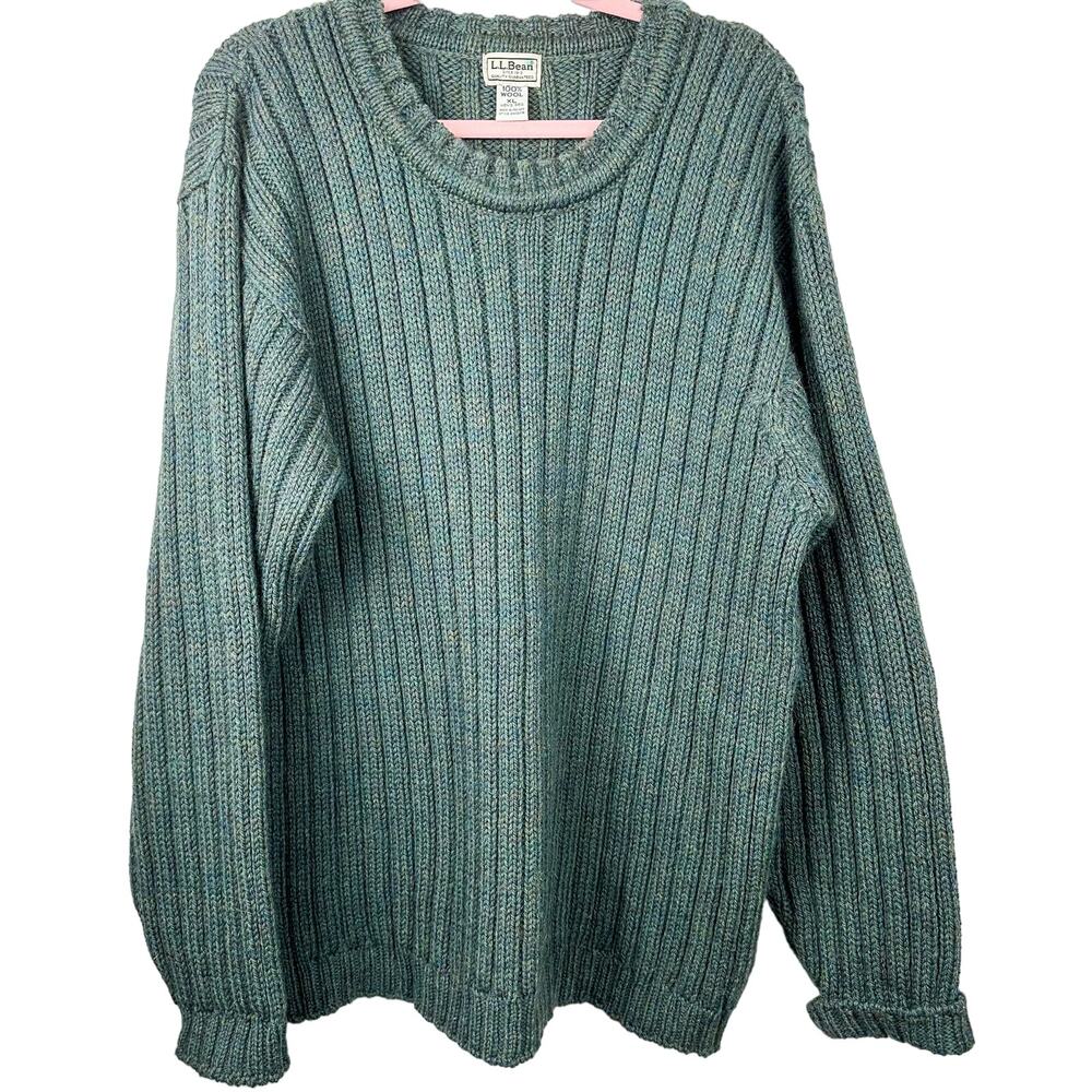 L.L.Bean Vintage Wool Sweater Crewneck Green